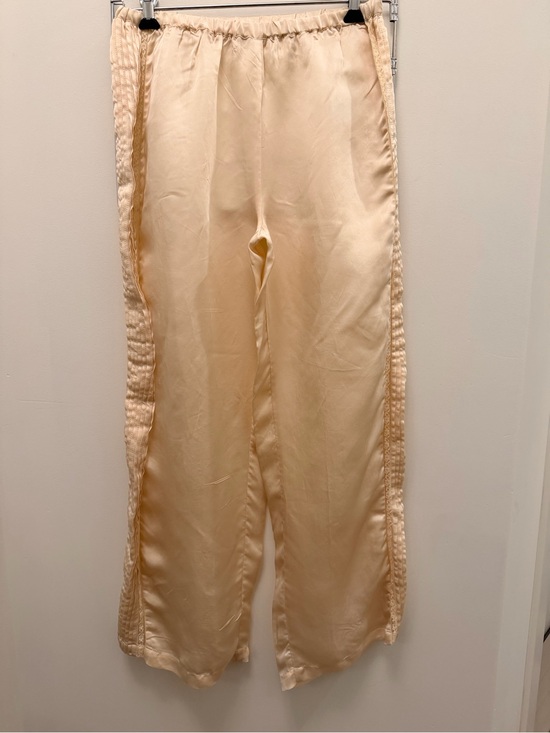 Zara Pants - Zara Satin Wide-Leg Cream Pants